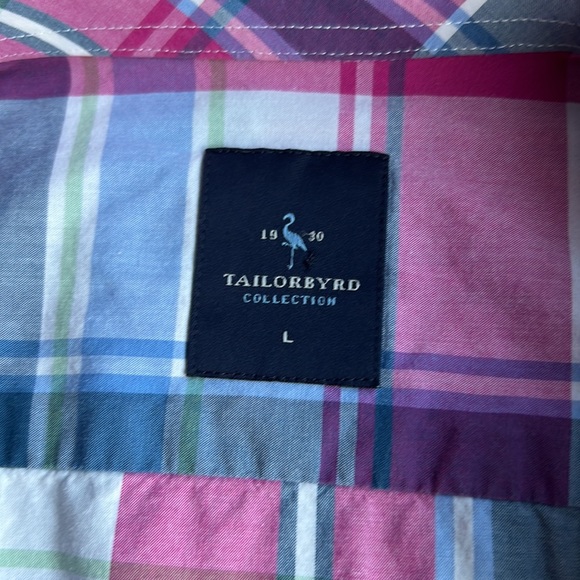 TAILORBYRD Collection Plaid Dress Shirt Large - Picture 6 of 8